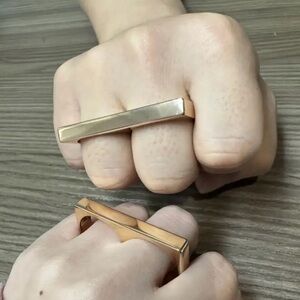 TWO 2-Finger Rings 1 Gold & 1 Silver Tone- Men Woman -Size 7/8 - NEW